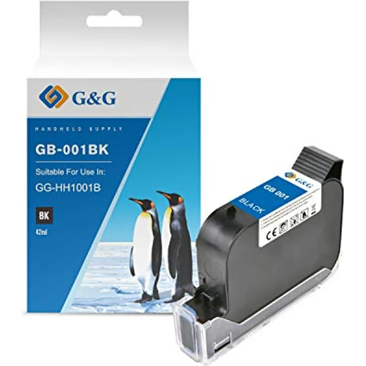 G&G Druckerpatrone Original Schwarz GB-001BK, für Glas, Plastik, Metall und Stein geeignet