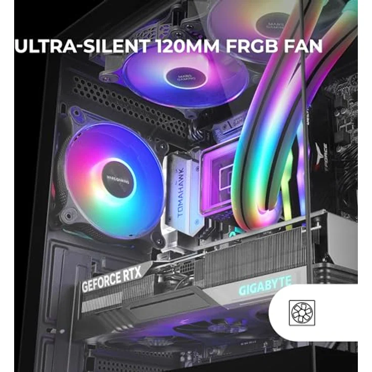 Mars Gaming MC-XO Semitorre ATX Doble Cristal Templado Ventilador FRGB 120mm Doble Cámara Negro, Gaming-PC Gehäuse mit Panoramaansicht und optimiertem Luftstrom – Bild 3
