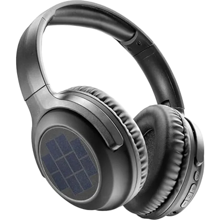 Music Sound Sunbeat, Kabelloser Kopfhörer mit Solarzellen, 40 Stunden Akkulaufzeit, Schwarz