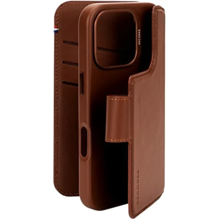 Decoded 2 in 1 Leder Abnehmbare Wallet Case für iPhone 16 Pro, MagSafe kompatibel, echtes Premium ECCO Leder, Ganzkörper-Schutzhülle, erhöhte Kanten zum Schutz von Bildschirm und Kamera, Braun – Bild 2