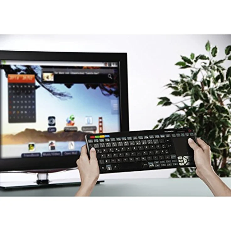 Thomson Funk-Tastatur für Panasonic Smart-TV mit 4in1 Universal-Fernbedienung (für TV-STB-Audio-PC, inkl. Touchpad-Maus, QWERTZ, beleuchtet, Multimedia-Tasten, lernfähig, Wireless, 2,4GHz) schwarz – Bild 4