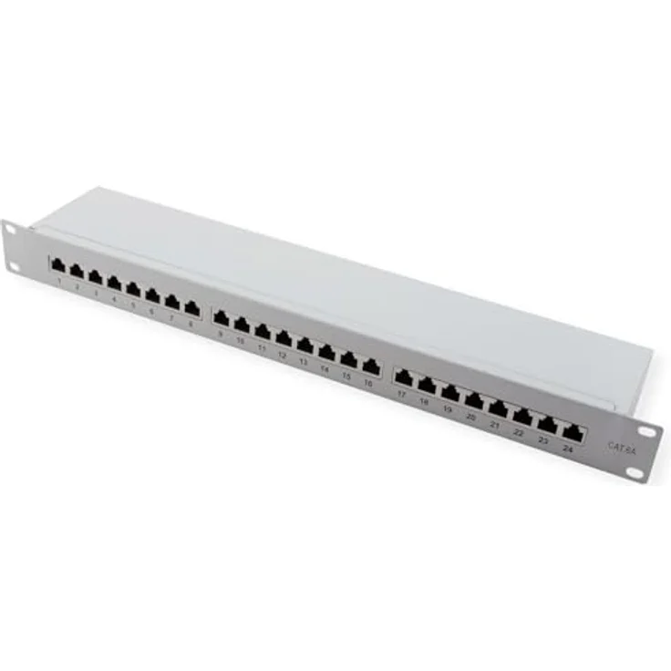 VALUE Kat.6A 19"-Patchpanel, 24 Ports, geschirmt, RJ-45-Anschluss, grau – Bild 1