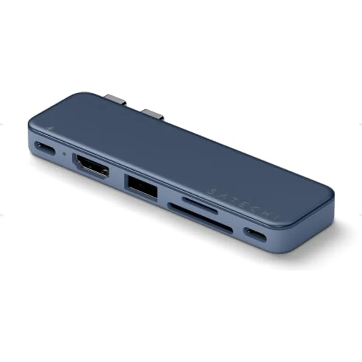 SATECHI USB-C Snap Hub 6-in-2 für MacBook Neo, 4K HDMI, 45 W Passthrough-Laden, Indigo – Bild 1