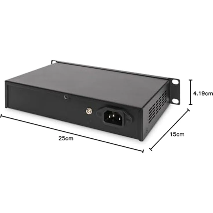DIGITUS Gigabit Ethernet Netzwerk-Switch - 10 Zoll - 16 Ports - Unmanaged - Backplane 32 Gbps - Auto MDI-MDI-X - Schwarz – Bild 5