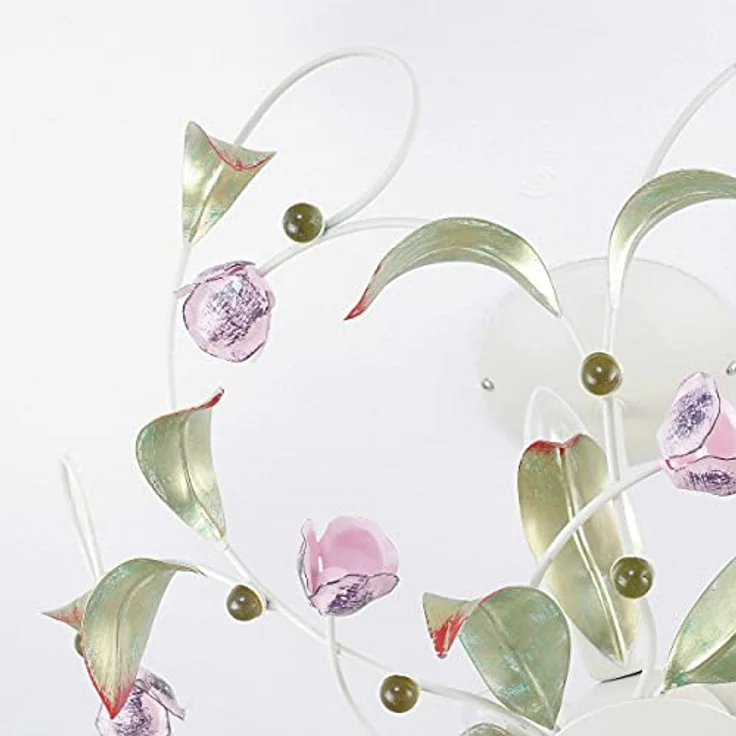 Licht-Erlebnisse Deckenlampe Glas Metall Weiß Rosa Küche Flur Wohnzimmer 3-flmg Floral Deckenleuchte Esstisch ROSE – Bild 5