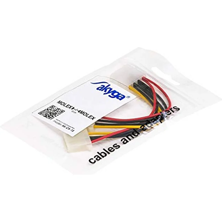 Akyga AK-CA-15 Molex Stecker auf 2x Molex Buchse Adapter Kabel 15cm – Bild 2