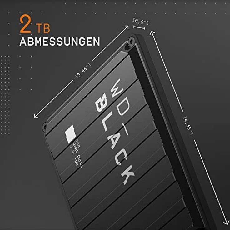 WD_Black P10 Game Drive 2 TB Externe Gaming Festplatte (Mobile und robuste Festplatte, für Konsole und PC, bis zu 125 Spiele speichern) Schwarz – Bild 3