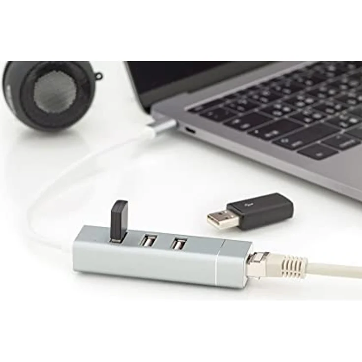 DIGITUS USB 2.0 Typ-C 3-Port Hub & Fast Ethernet LAN Adapter, 3X USB A-F, 1x RJ45 LAN, Chipset FE1.1S-RTL8152B – Bild 4