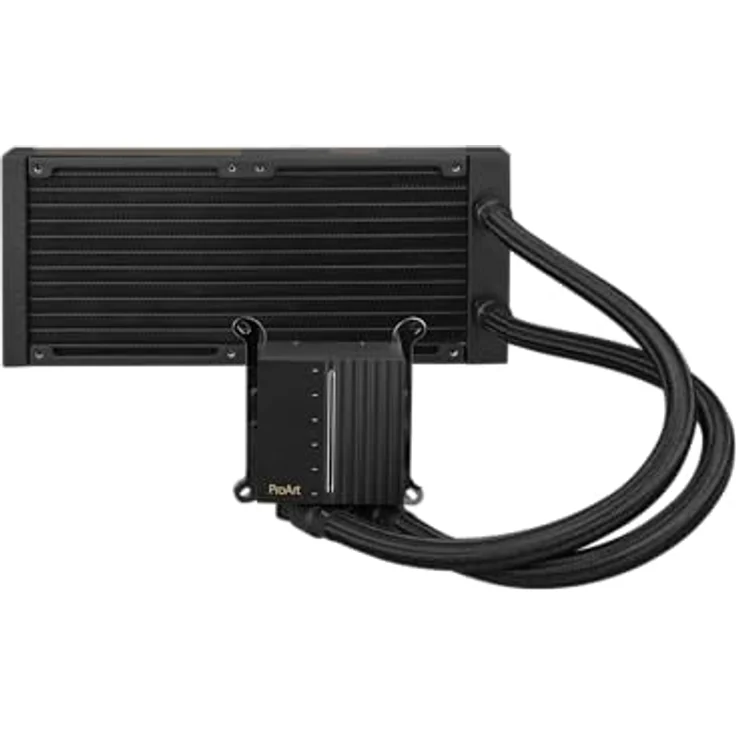 ASUS ProArt LC 240, All-in-One Flüssig-CPU-Wasserkühlung mit beleuchteter Systemstatusanzeige, 2x 120-mm Alphacool Apex Stealth Metal Power-Lüfter, 3000 U/min, Schwarz – Bild 3