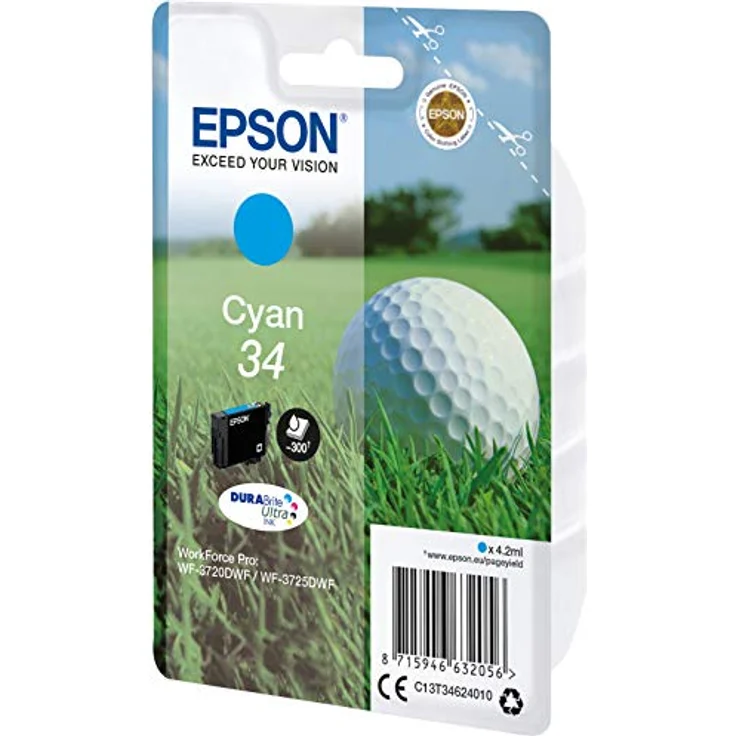 Epson c13t34624020 4.2 ml cyan Tintenpatrone  Tintenpatrone für Drucker (Epson, Cyan, WorkForce Pro wf-3725dwf, WorkForce Pro wf-3720dwf, 4,2 ml – Bild 3