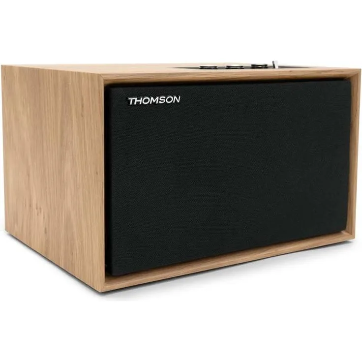 Thomson Bluetooth Wetterstation Lautsprecher 50W, UKW-Radio, Holz Schwarz