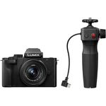 Panasonic Lumix DC-G100DVEGK Vlogging-Kamera mit Lumix G Vario 12-32 mm F3.5-5.6 Objektiv & DMW-SHGR2 Stativgriff, 20,3 MP, 4K 30p/FHD 60 Video, USB-C-Ladung, Schwarz