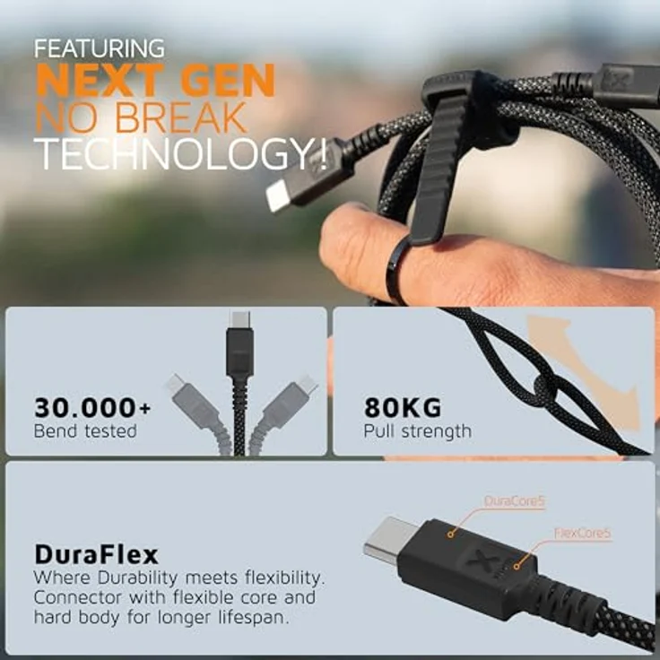 Xtorm Next Gen USB-A zu USB-C Kabel, 3 Meter, extra flexibel und langlebig, schwarz – Bild 3