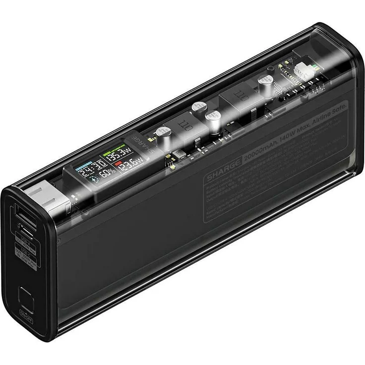 Sharge Shargeek 140, Powerbank mit 20000 mAh, 140 W, 74 Wh, Schwarz