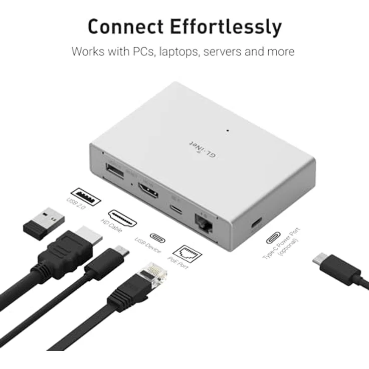GL.iNet Comet PoE (GL-RM1PE), Remote KVM Switch mit 4K@30Hz, 32GB eMMC, PoE & Type-C Dual Power, Tailscale Support für PC Server Fernzugriff, ATX Board/Fingerbot Unterstützung – Bild 3