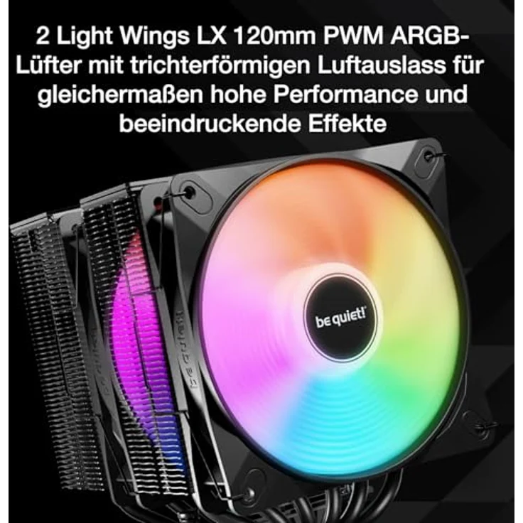 be quiet! Pure Rock Pro 3 LX CPU-Kühler - 120mm, schwarz, leistungsstarker Kühler mit 6 Heatpipes und 2x 120-mm-PWM-Lüfter – Bild 4