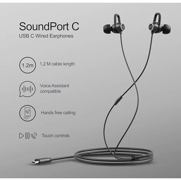 MIXX SoundPort C In-Ear-Kopfhörer, kabelgebunden mit integriertem Mikrofon und USB-Typ-C-Anschluss, schwarz – Bild 6