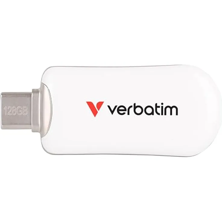 Verbatim Plectra USB-C Flash Drive 128GB, hohe Übertragungsgeschwindigkeit bis zu 100MB/s, weiß