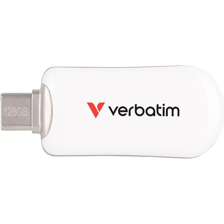 Verbatim Plectra USB-C Flash Drive 128GB, hohe Übertragungsgeschwindigkeit bis zu 100MB/s, weiß – Bild 1