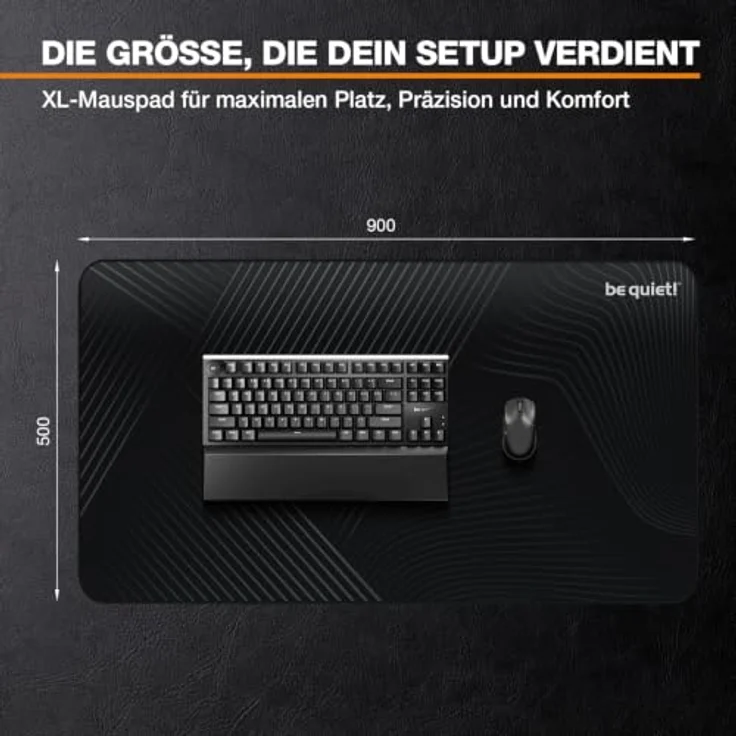 be quiet! Mousepad XL, Schwarz, Extra großes Gaming-Mauspad mit rutschfester Basis und glatter Stoffoberfläche – Bild 2