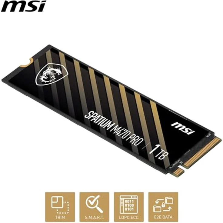 MSI SPATIUM M470 PRO 1TB SSD NVMe PCIe 4.0 M.2 Gen4, bis zu 6000MB/s, Schwarz – Bild 7