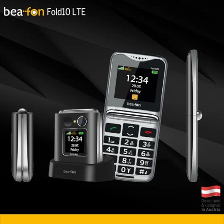 Beafon Fold 10 4G Smartphone, 5,59 cm (2.2 Zoll) Single SIM, Schwarz/Silber, Bluetooth, Micro SD, 1350mAh Akku – Bild 6