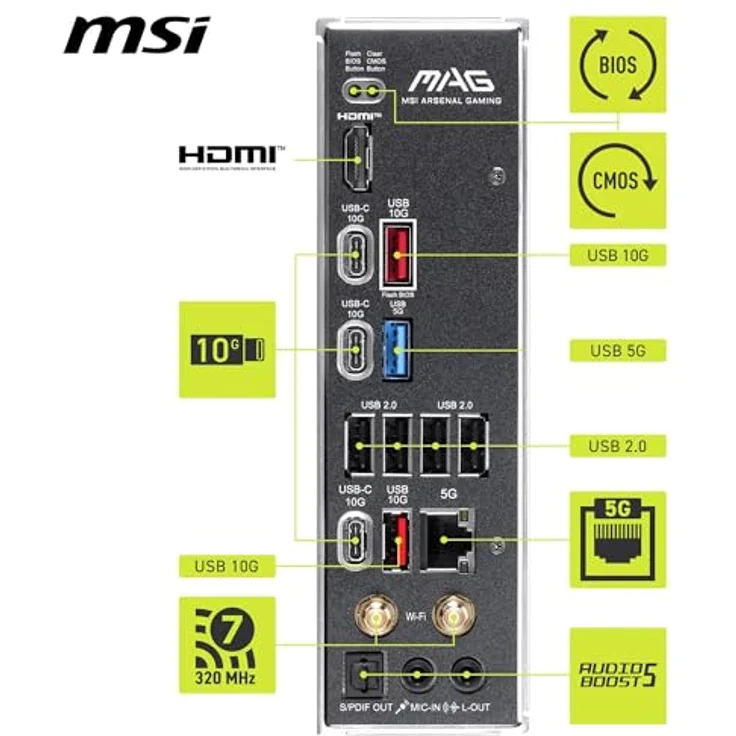 MSI MAG B850 TOMAHAWK MAX WIFI II, Mainboard für AMD AM5 mit DDR5, Wi-Fi 7 und 256 GB RAM-Unterstützung, schwarz – Bild 6