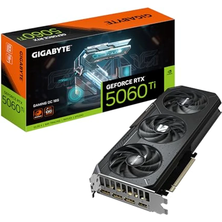 Gigabyte GeForce RTX 5060 Ti Gaming OC 16G Grafikkarte – 16 GB GDDR7, 128 Bit, PCI-E 5.0, 2647 MHz, WINDFORCE Kühlsystem, RGB Beleuchtung, Dual BIOS – Bild 1