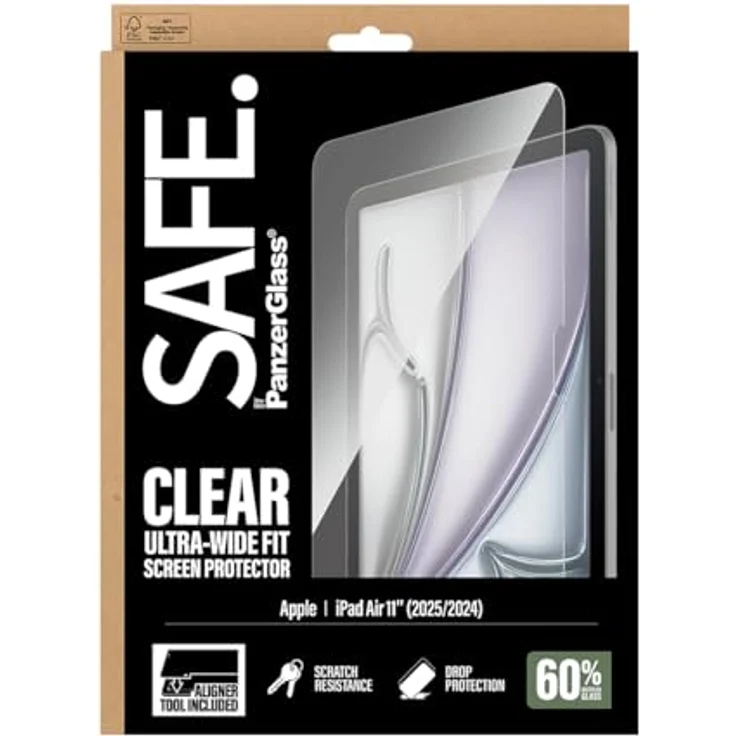 PanzerGlass SAFE. Screen Protector für iPad Air 11" (2024-2025) | Ultra-Wide Fit mit Fastfit Tool, kratzfest und anti-Fingerabdruck – Bild 3