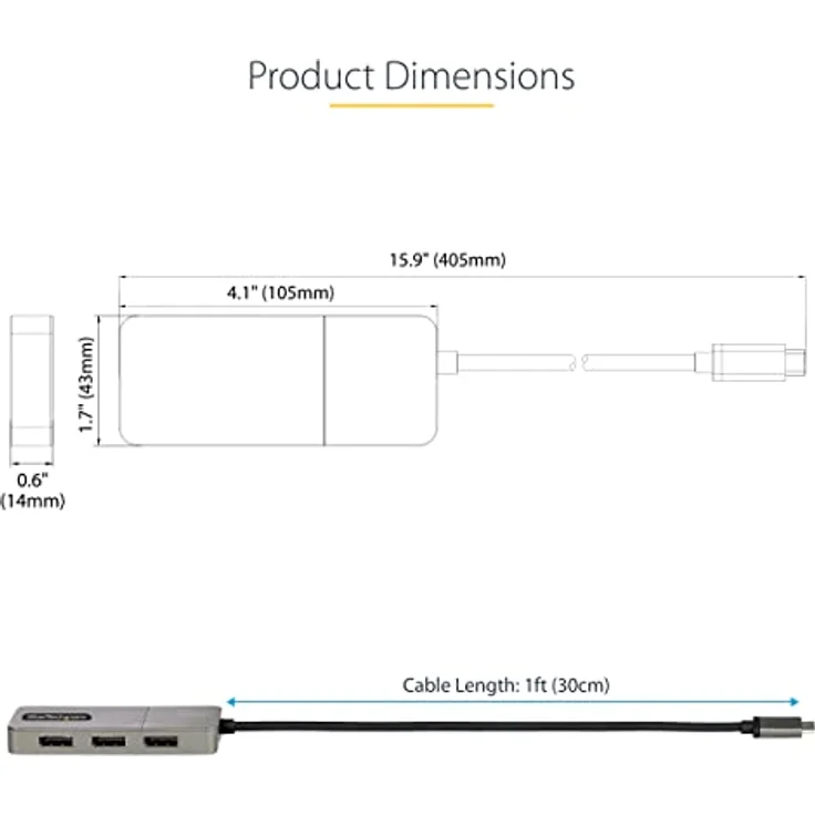 StarTech.com 3-Port USB-C Multi-Monitor Adapter, USB-C auf 3x DisplayPort 1.4 MST Hub, Dreifach 4K 60Hz, HDR, mit 0,3 m integriertem Kabel - nur für Windows, grau – Bild 7
