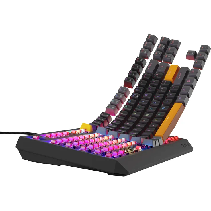 Genesis Thor 230 TKL, Mechanische Gaming-Tastatur mit RGB-Beleuchtung, Outemu Red Switches, kabellos und kabelgebunden, Anchor Gray