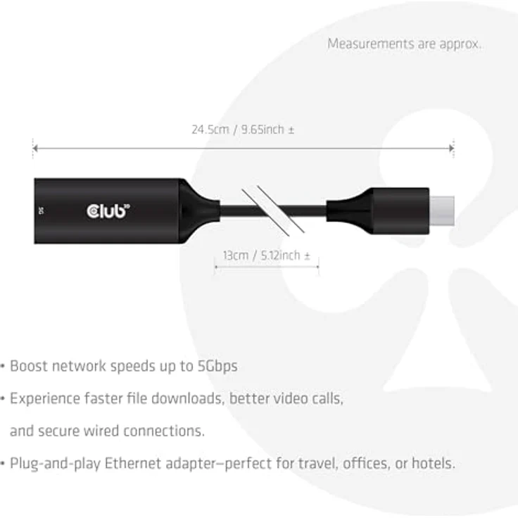 Club3d CLUB3D USB 5Gbps Type-C® to RJ45 Ethernet Adapter, Netzwerkzugang für Laptop und Tablet mit 5Gbps Bandbreite und umfassender Kompatibilität – Bild 3