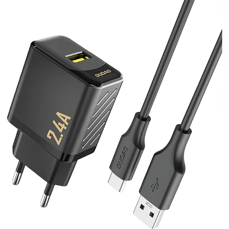 Dudao Dudao A23TEU AC Adapter 12Watt, 1xUSB-A, 1m USB-A to USB-C Kabel, Schwarz