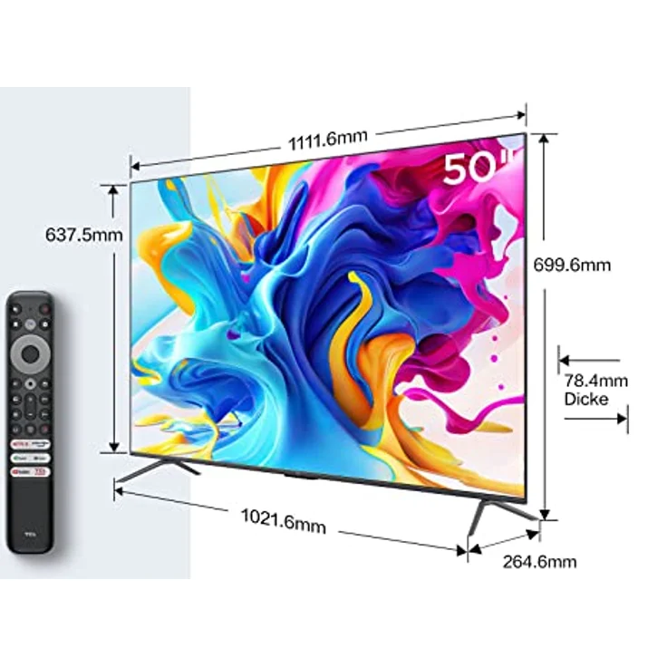 TCL C641 QLED 4K UHD Fernseher 50 Zoll (125cm), 120 Hz Gaming, HDR10+, Dolby Vision, Dolby Atmos, Smart TV, Triple-Tuner DVB-T2/S2/C, Google TV, Schwarz, 2023 – Bild 2