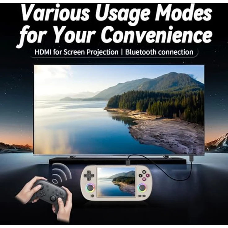 Anbernic Airuidas RG40XXH Handheld Game Console, 4.0'' IPS Display, 5G WiFi, Bluetooth, HDMI und TV-Ausgang, 64GB Speicher, grau – Bild 6