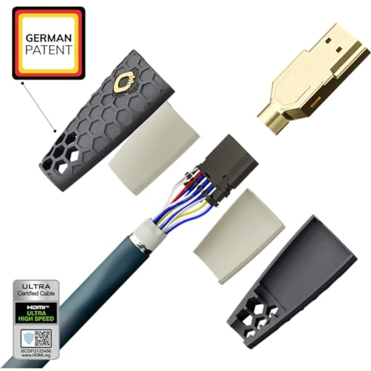 OEHLBACH Flex Evolution HDMI Kabel - Patent - Knickschutz Gewebemantel - 8K Ultra High-Speed HDMI-Kabel - 8K FUHD 60Hz 4320p - 4K 120Hz 2160p - 48Gbit-s (21:9 Cinema, 3D, Dolby Vision, Dynamic HDR 10+, VRR, eARC, UHD2) 1 m – Bild 4