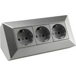 ChiliTec 3-fach Steckdosenblock, silber Mehrfachsteckdose ideal für Arbeitsplatten oder Werktische
