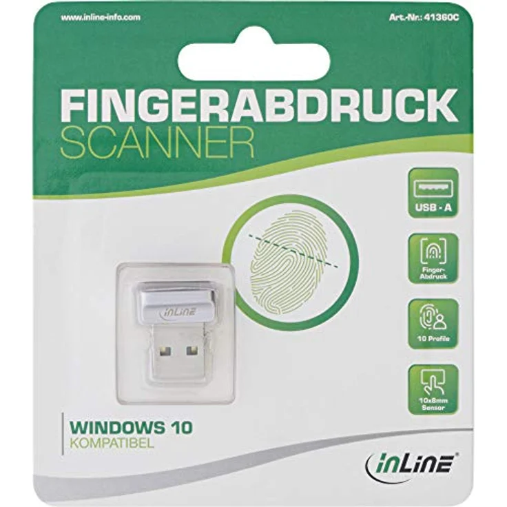 InLine USB Fingerabdruck Scanner, USB 2.0 Speicherkartenlesegerät mit Windows 10 Hello-Anmeldung, Mehrfarbig – Bild 3