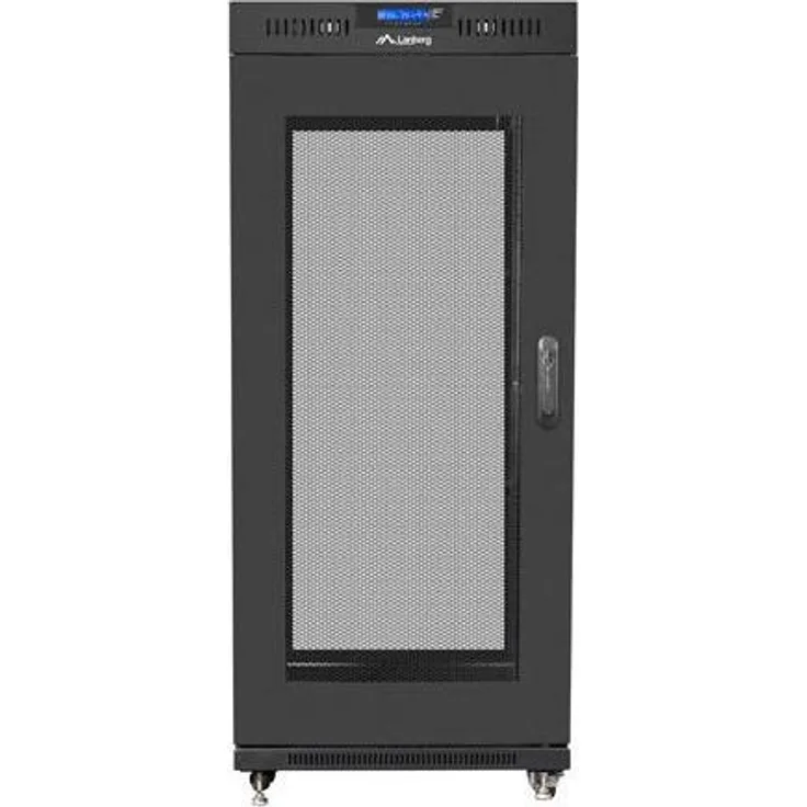 Lanberg FF01-8015-23BL Rackschrank 15U freistehend, schwarz, mit 4 Lüftern und LCD-Display