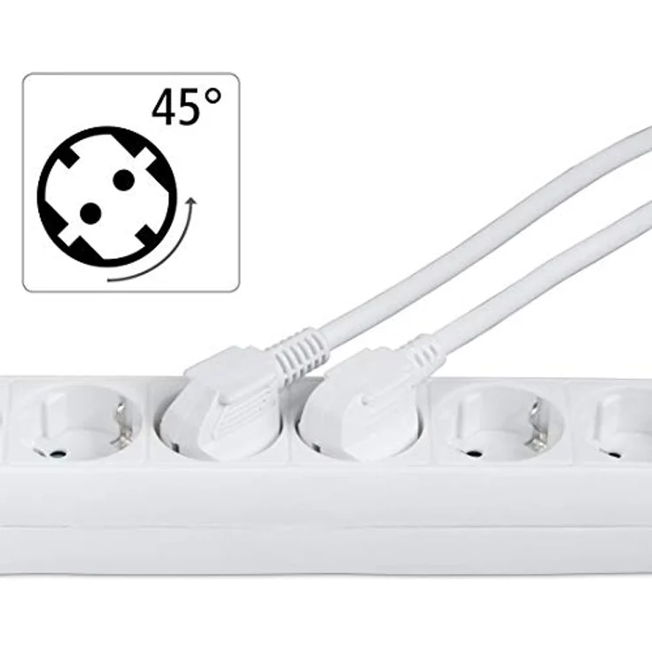 Hama Steckdosenleiste 6-fach (1,4m Kabelllänge, 45 Grad gedreht, Mehrfachsteckdose, GS geprüft) weiß – Bild 4