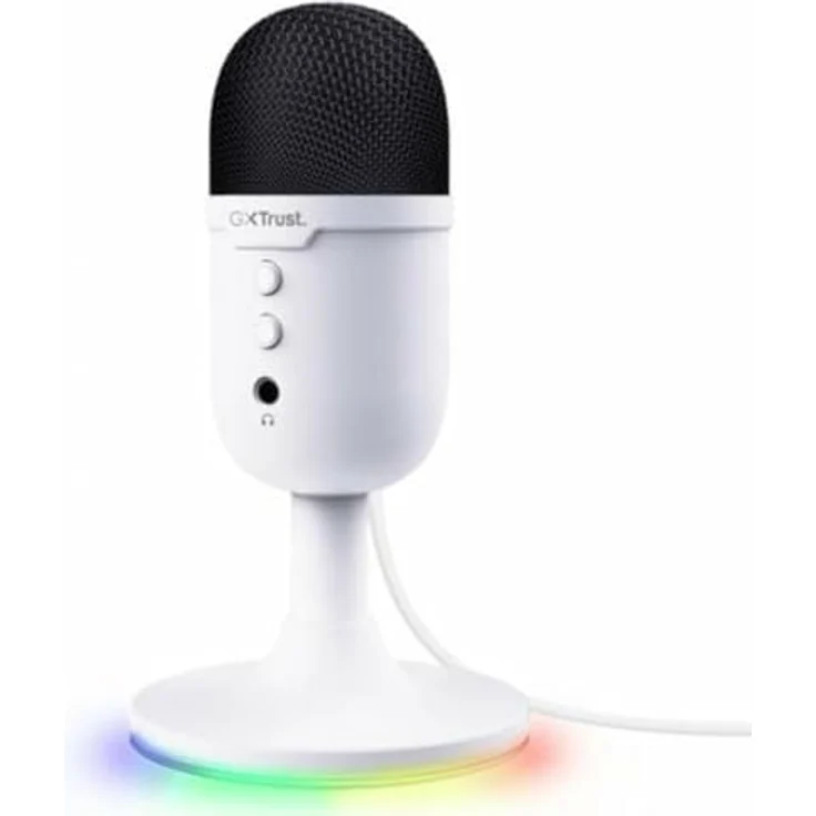 Trust GXT 234W Yunix Mikrofon weiß - Markenmikrofon mit mehrfarbiger Optik und kompakten Maßen