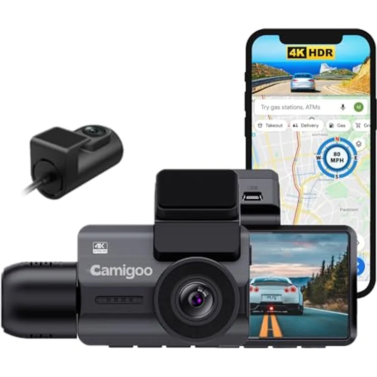 Camigoo M800 Pro – 4K 3CH Dashcam mit WLAN und GPS, Front-, Heck- und Innenkamera, 64 GB SD-Karte, G-Sensor und IR-Nachtsicht – Bild 1