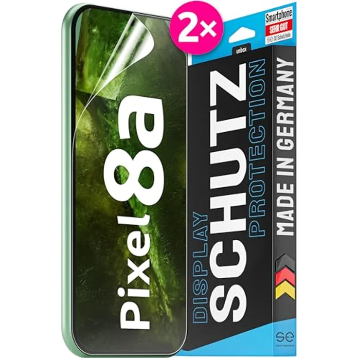 smart engineered 2x se® 3D SCHUTZFOLIE Transparent für Google Pixel 8a, selbstheilend, 100% kompatibel mit Fingerabdruck & FaceID, blasenfreie Installation, ultra-klar, stoß- und kratzfest, made in Germany – Bild 1