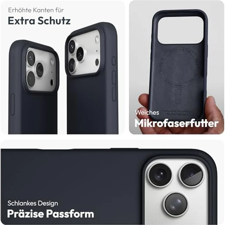 VONMÄHLEN Soft Silicone Case für iPhone, Weiche Silikonhülle aus recycelten Materialien, kompatibel mit MagSafe, Mikrofaserfutter und Kamera-Displayschutz – Bild 3