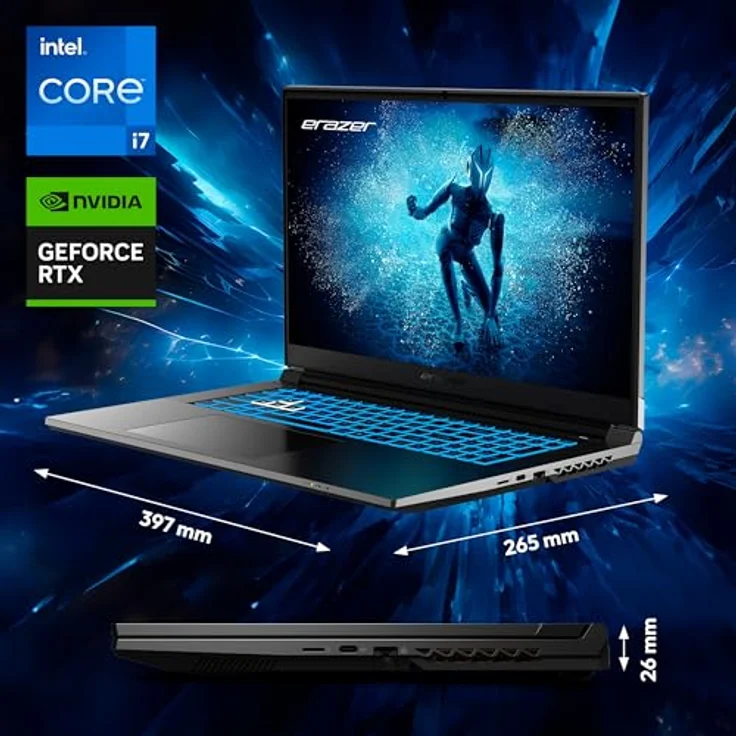 ERAZER Defender P50i 43,9 cm (17,3" Zoll 144Hz) Full HD Gaming Laptop, Intel Core i7-13620H, 16GB RAM, 1TB SSD, GeForce RTX 4060 8GB, Win 11 Home – Bild 2