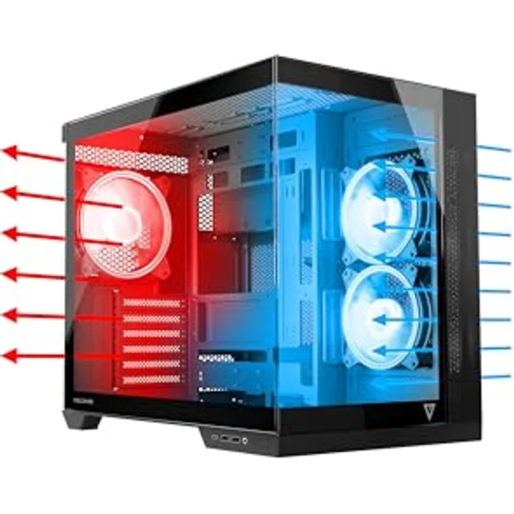 Modecom Volcano Panorama Apex ARGB 3F PC-Tower-Gehäuse, graues Midi-Tower Design mit gehärtetem Glas und RGB-Beleuchtung, unterstützt Micro ATX und Mini-ITX, max. GPU-Länge 40 cm – Bild 8