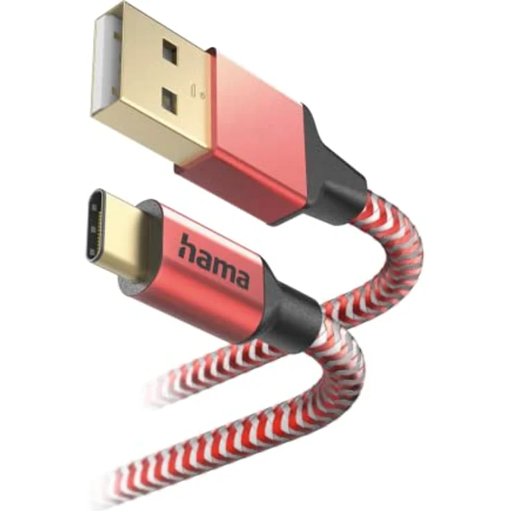 Hama Ladekabel „Reflective“ USB A auf USB C, Nylon, 1,5m (Schnellladung, Handy Ladekabel, Datenkabel, USB Kabel, Handykabel, USB Typ A Typ C, Knickschutz, flexibel, vergoldet, maximal kompatibel) rot – Bild 2