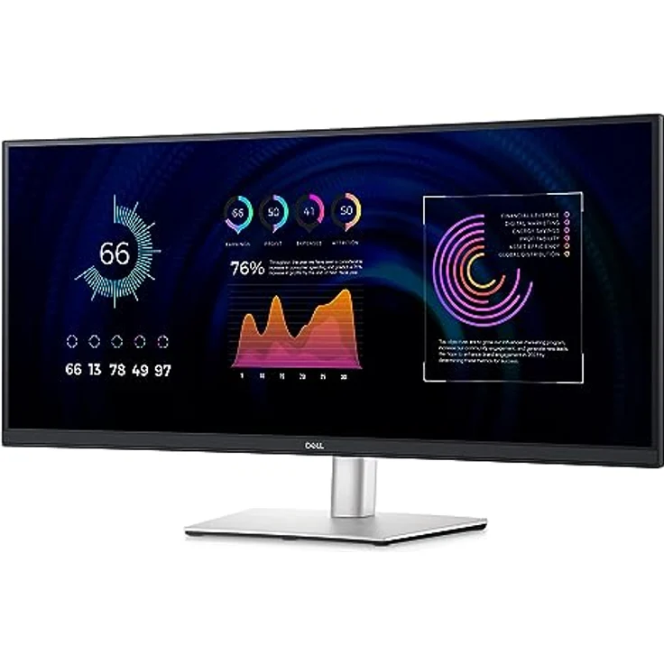 Dell P3424WE USB-C 34 Zoll WQHD (3440x1440) 21:9 3800R Curved Monitor, IPS, 5ms, 99% sRGB, USB-C, DisplayPort, HDMI, 5x USB, RJ45, 3 Jahre Garantie, Schwarz - Preisvergleich – Bild 2