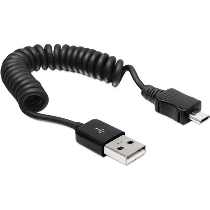 DeLOCK - USB-Kabel - USB Typ A, 4-polig (M) - 5-polig Micro-USB Typ B (M) - 60cm - aufgespult - Schwarz (83162) – Bild 2
