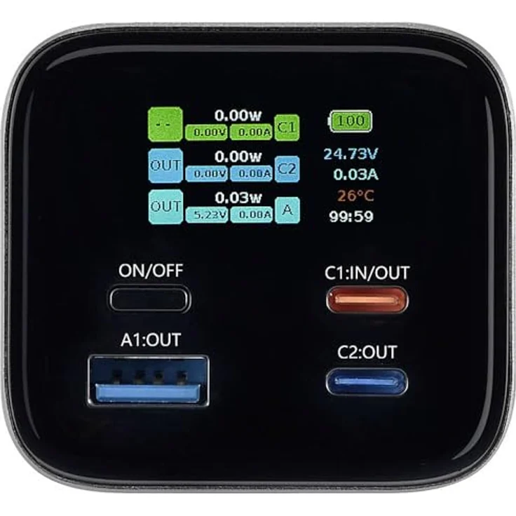 VOLTCRAFT VC-C909 Powerbank 27000 mAh USB PD 3.1 Li-Ion Schwarz-Silber Statusanzeige – Bild 2